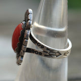 Vintage Sterling Coral Ring 5.25