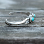 Vintage Sterling Turquoise Sandcast Cuff