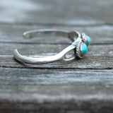 Vintage Sterling Turquoise Sandcast Cuff