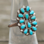 Vintage Sterling Turquoise Cluster Ring 6