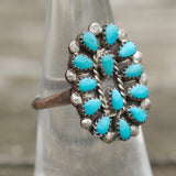 Vintage Sterling Turquoise Cluster Ring 6