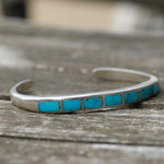 Vintage Sterling Turquoise Inlay Cuff