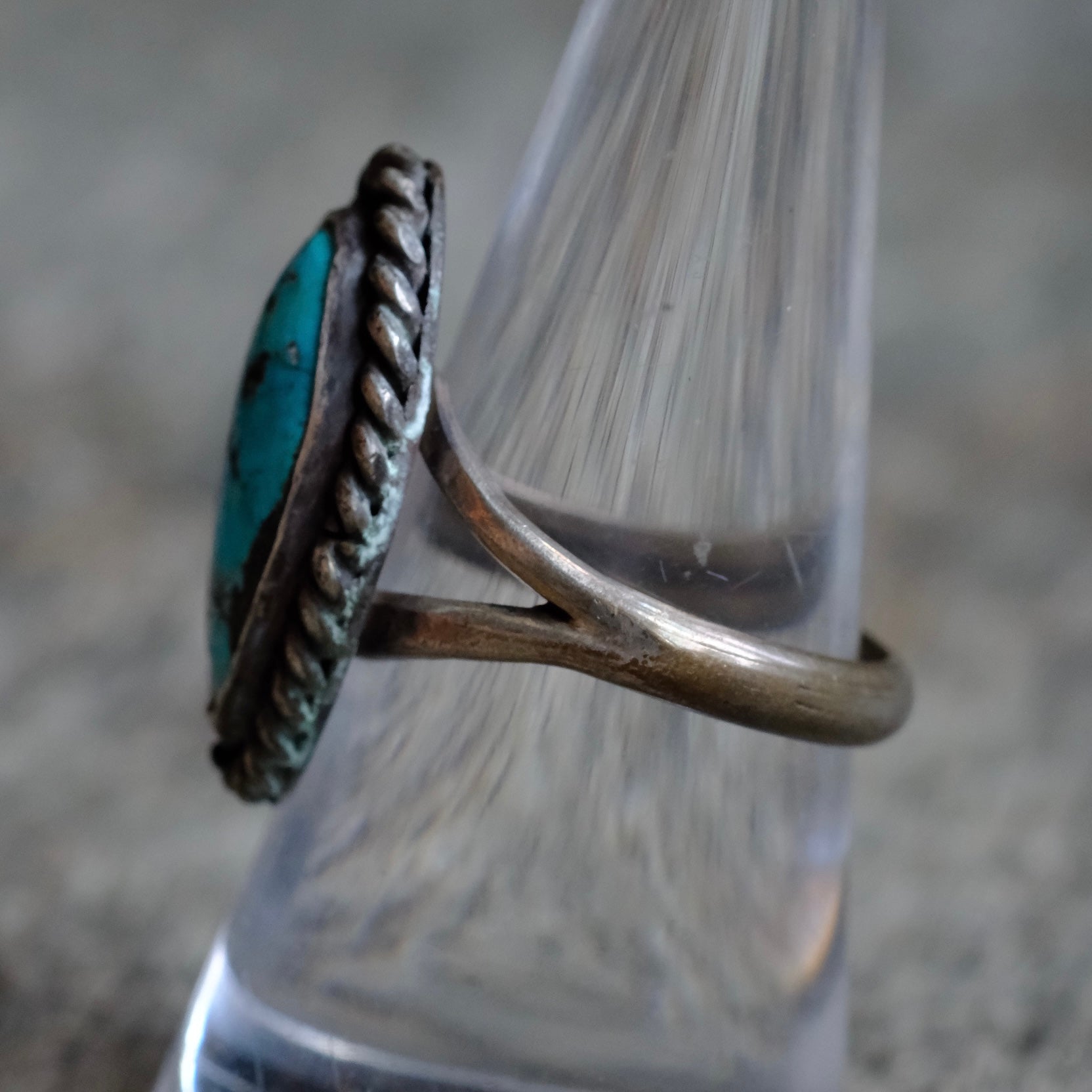 Vintage Sterling Turquoise Roper Ring 8.5
