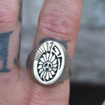 Vintage Sterling and 14k Gold Zuni Signet Ring 12.75