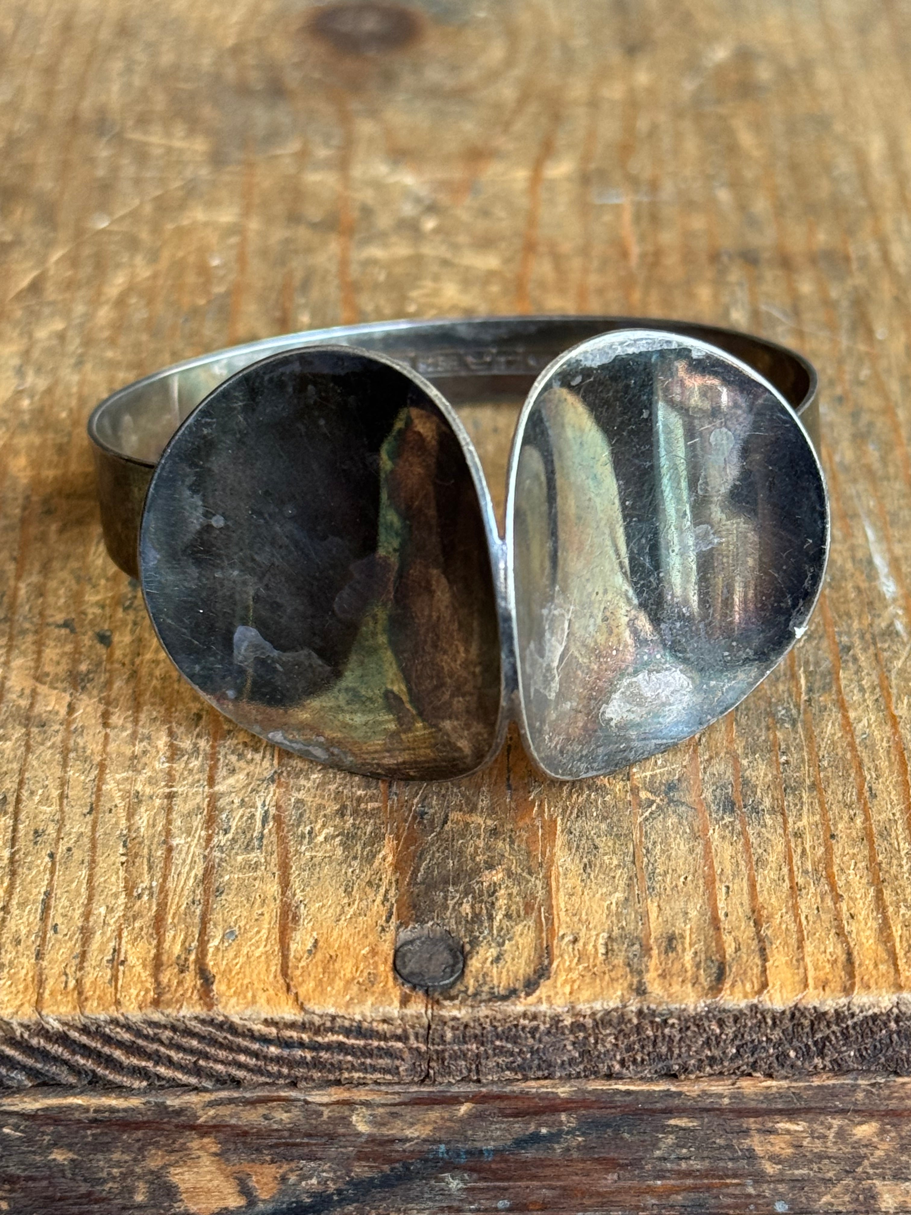 Vintage Sterling Silver Modernist Circle Bracelet E. GRANIT &CO.