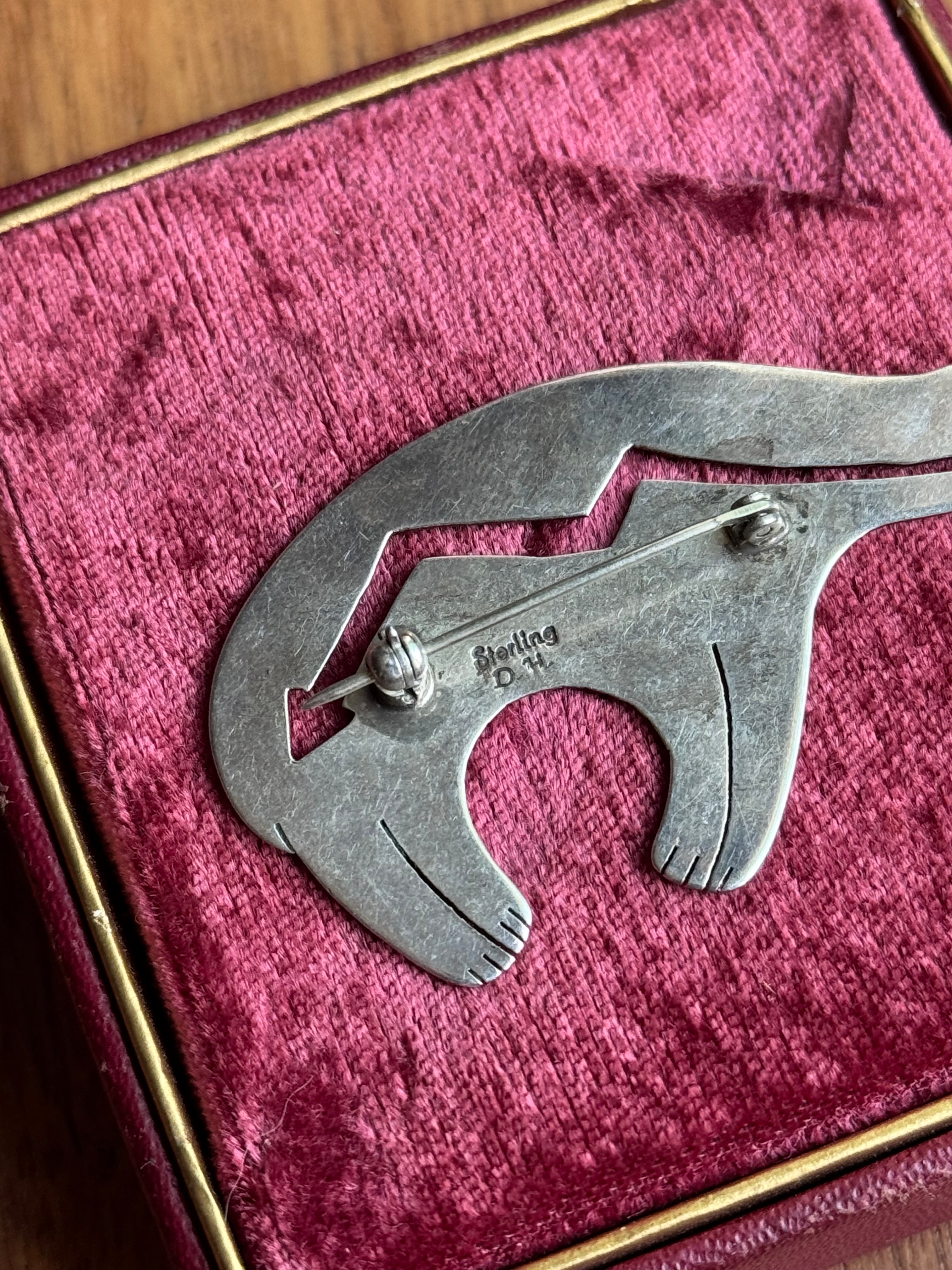 Vintage Sterling Silver Native Bear Pin