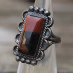 Vintage Sterling Petrified Wood Ring 3.75
