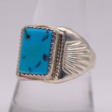 Vintage Sterling Turquoise Stamped Band Ring 9.5