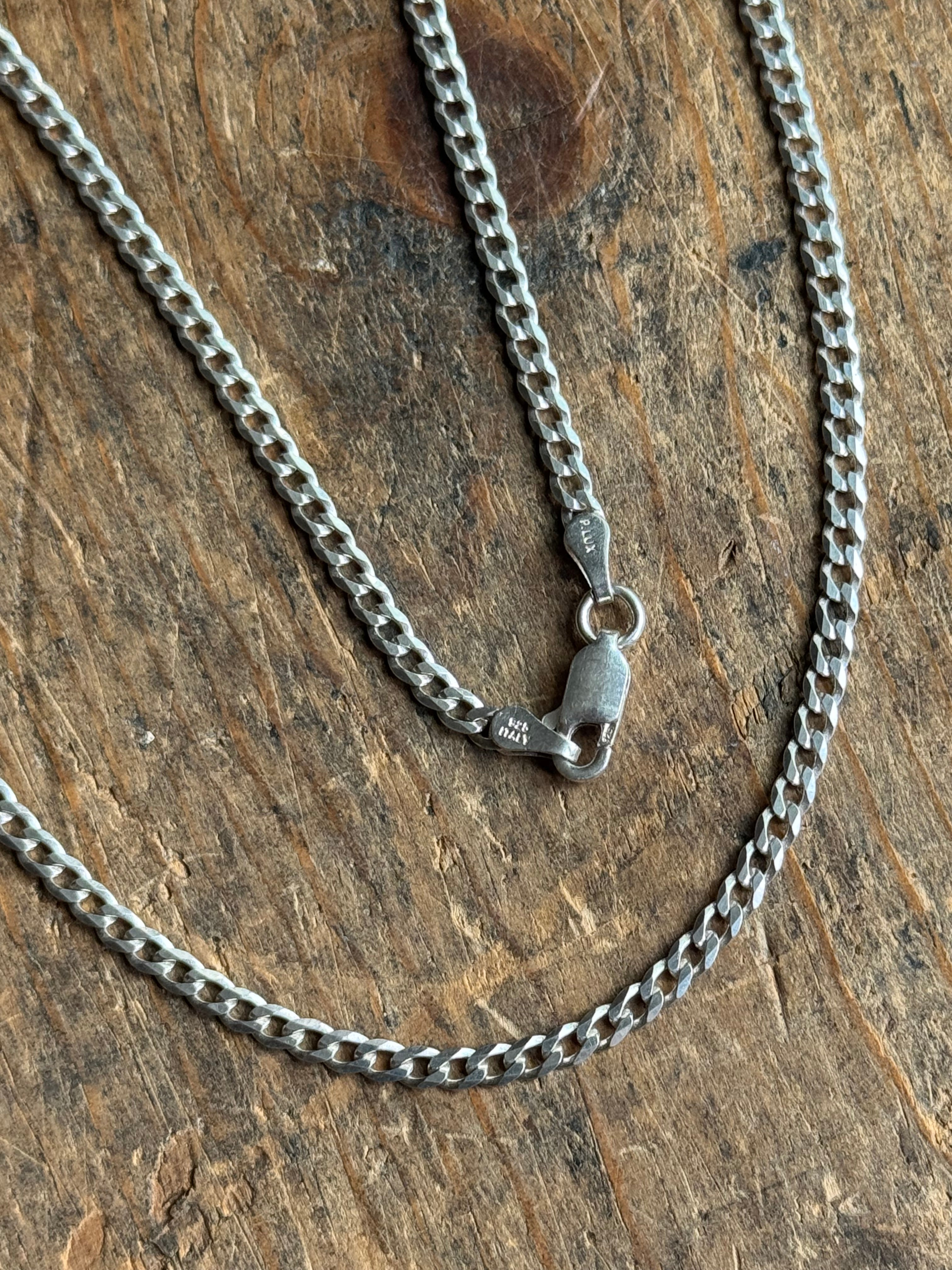 Vintage Sterling Silver 18” Flat Curb Chain