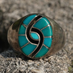 Vintage Sterling Turquoise Inlay Ring 7