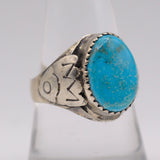 Vintage Sterling Turquoise Stamped Band Ring 9.25