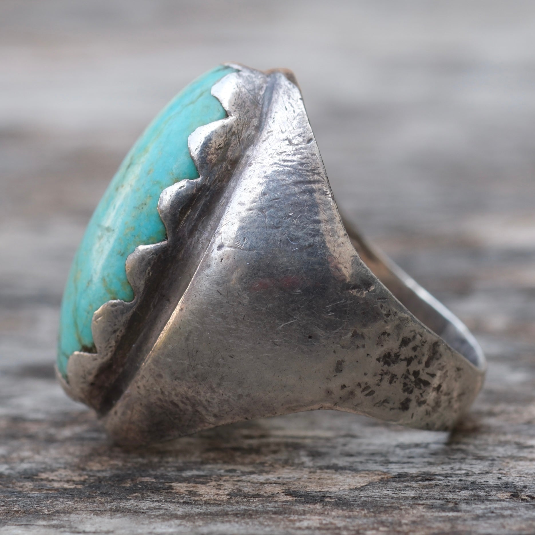 Vintage Sterling Turquoise Ring 10.25