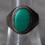 Vintage Sterling Malachite Signet Ring 7.25