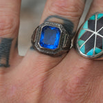 Vintage Sterling Blue Stone Signet Ring 8