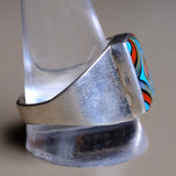 Vintage Sterling Multistone Inlay Ring 13