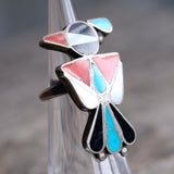 Vintage Sterling Multistone Inlay Thunderbird Ring 2.5