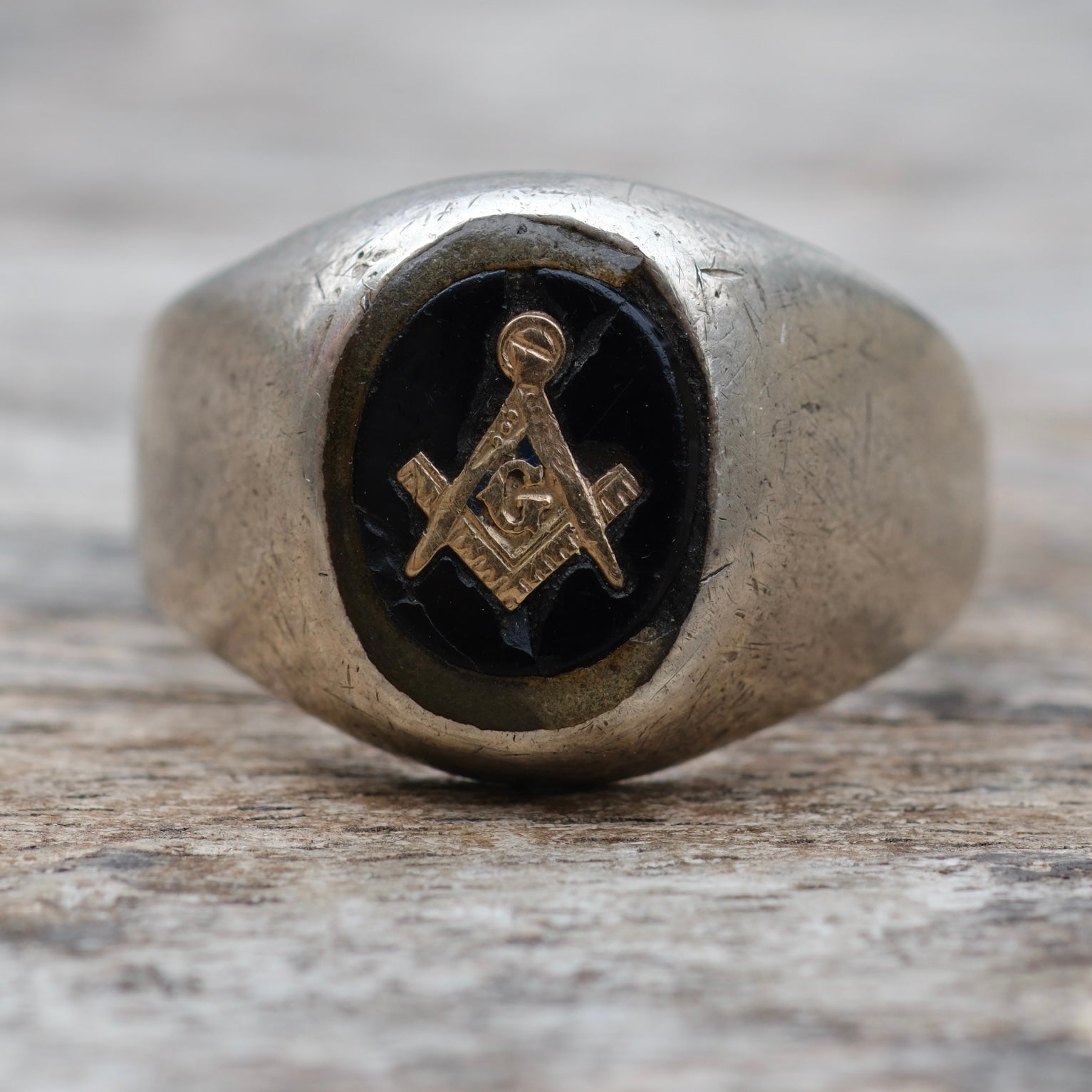 Vintage Sterling Freemasons Signet Ring 12.25