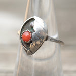 Vintage Sterling Coral Feather Ring 6.75