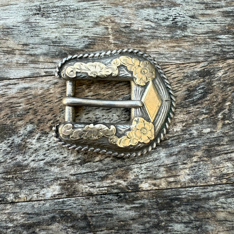 Vintage Sterling and 10K Gold Ladies Belt Buckle