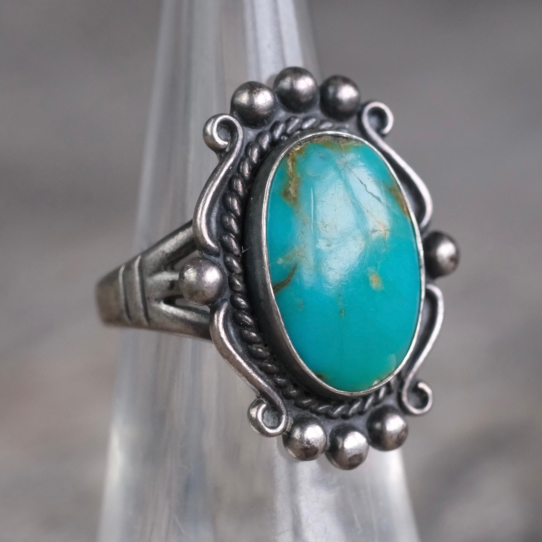 Vintage Sterling Turquoise Ring 5.75