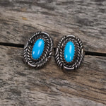 Vintage Sterling Turquoise Roper Stud Earrings