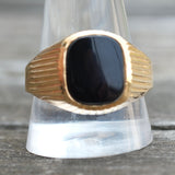 Vintage Gold Plated Onyx Signet Ring 12.5