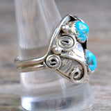 Vintage Sterling 2-Stone Turquoise Ring 10.25