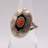 Vintage Sterling Coral Shadowbox Ring 6