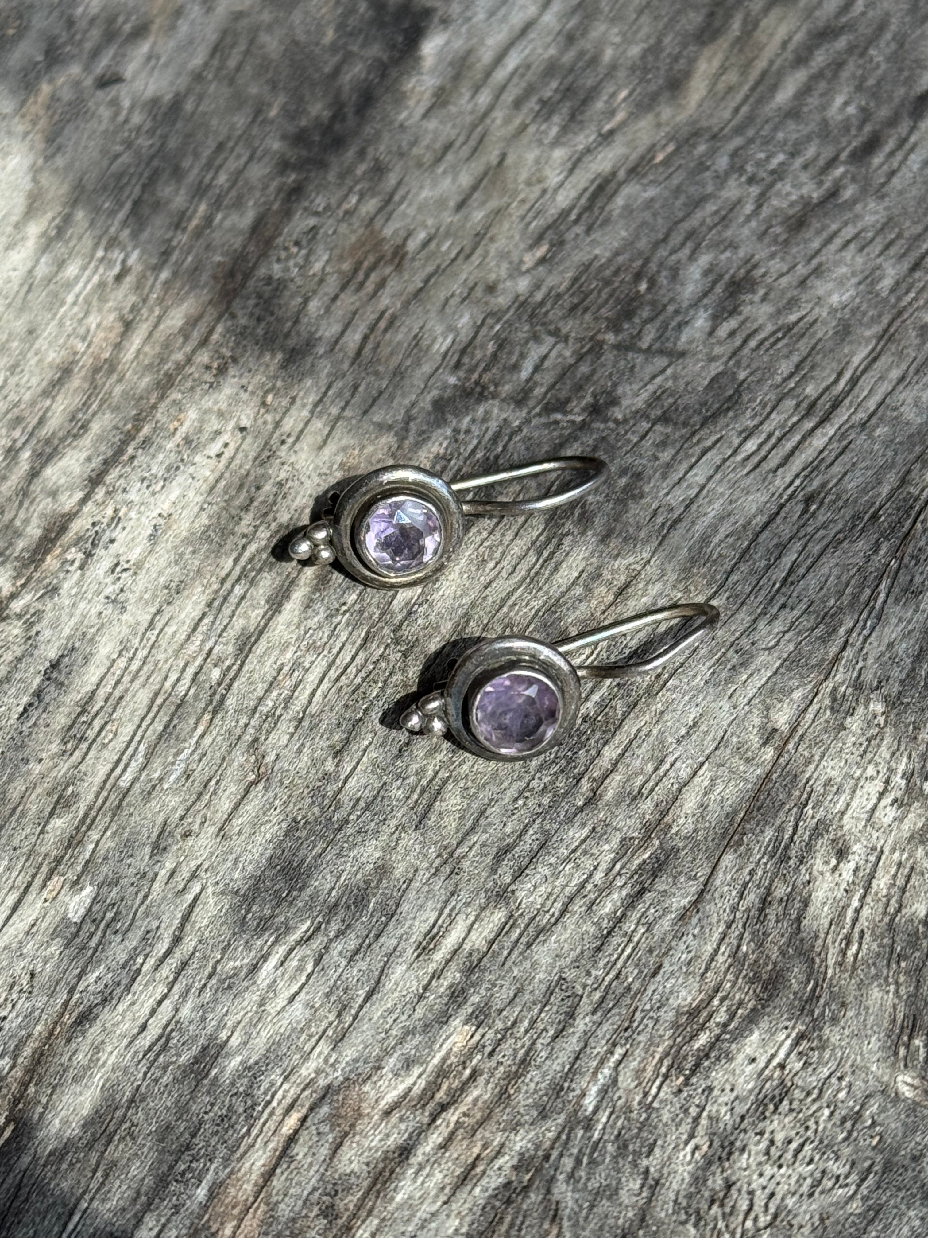 Vintage Sterling Silver Amethyst Earrings