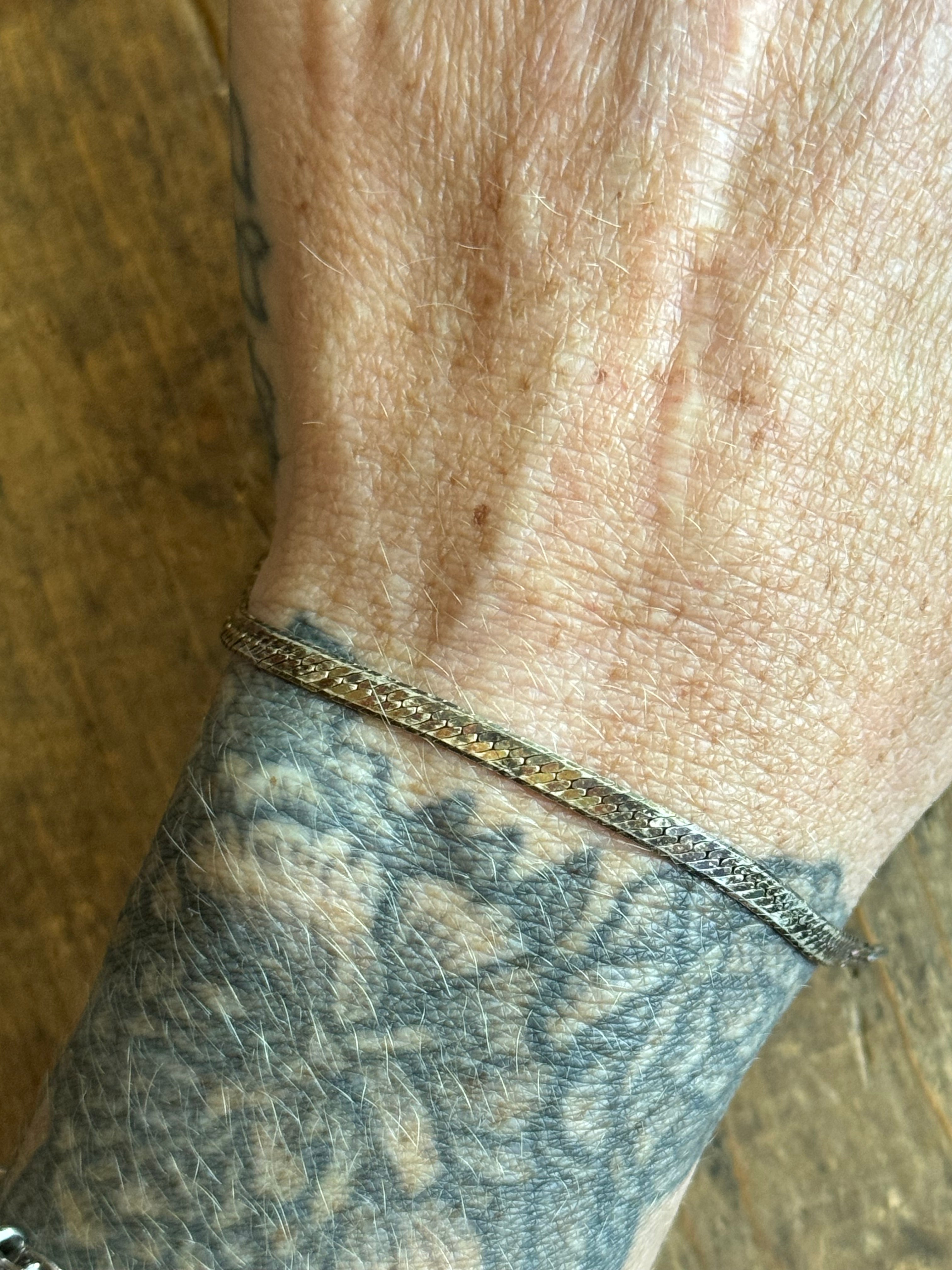 Vintage Sterling Silver Herringbone Chain Bracelet 8.75"