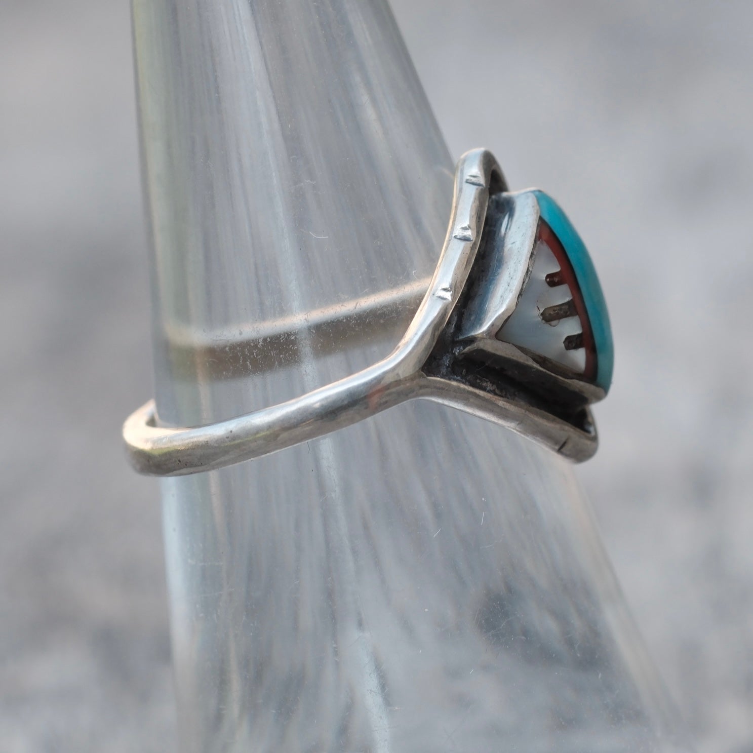 Vintage Sterling Zuni Inlay Ring 6.5