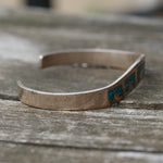 Vintage Sterling Turquoise Inlay Cuff
