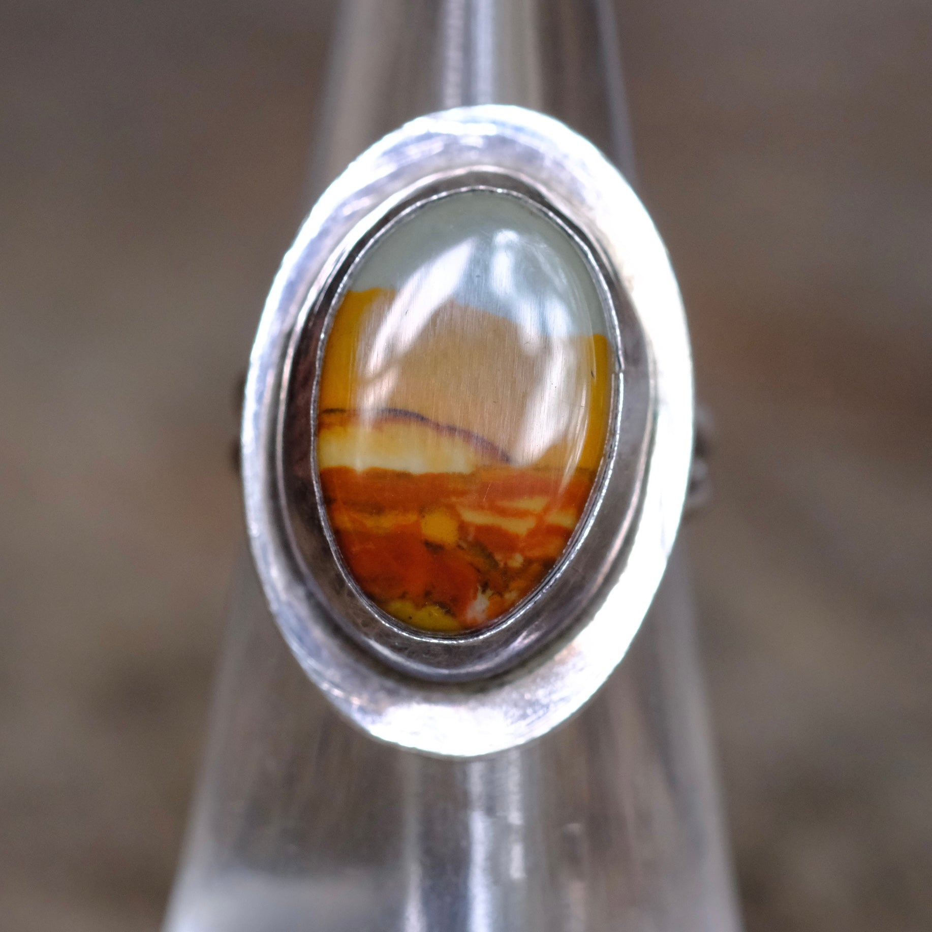 Vintage Sterling Picture Stone Ring 5.5