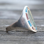 Vintage Sterling Turquoise and Coral Inlay Ring 12
