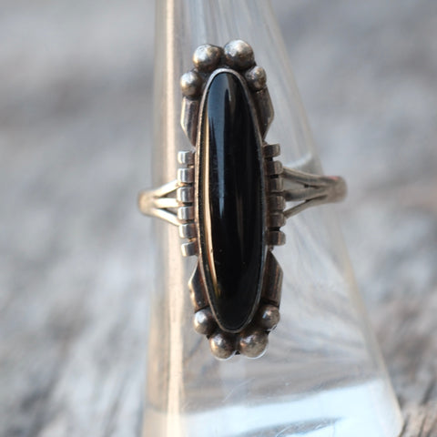 Vintage Sterling Onyx Ring 7.25