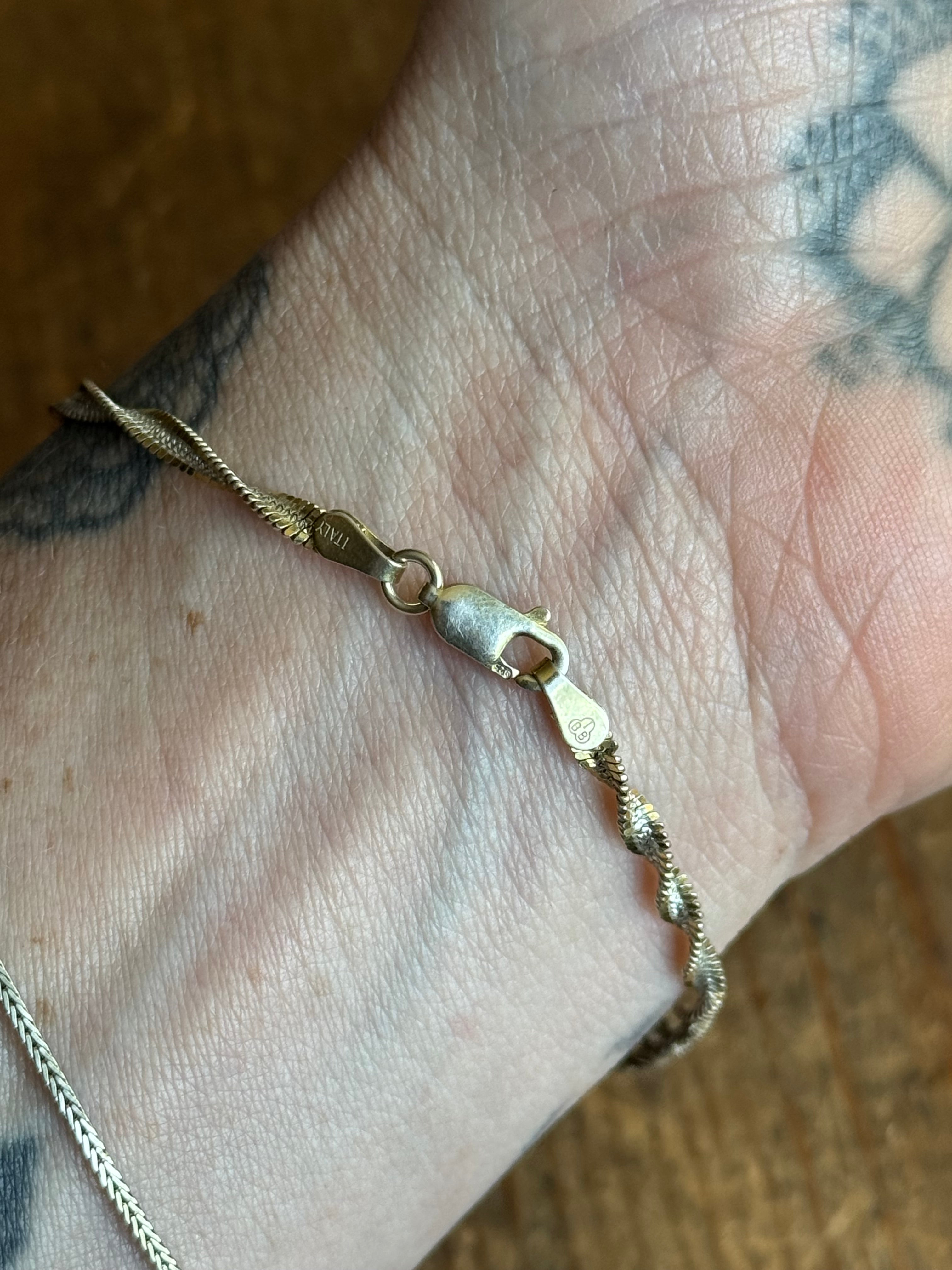 Vintage Sterling Silver 8” Two Tone Rope Chain Bracelet