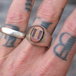 Vintage Sterling Multistone Inlay Signet Ring 11