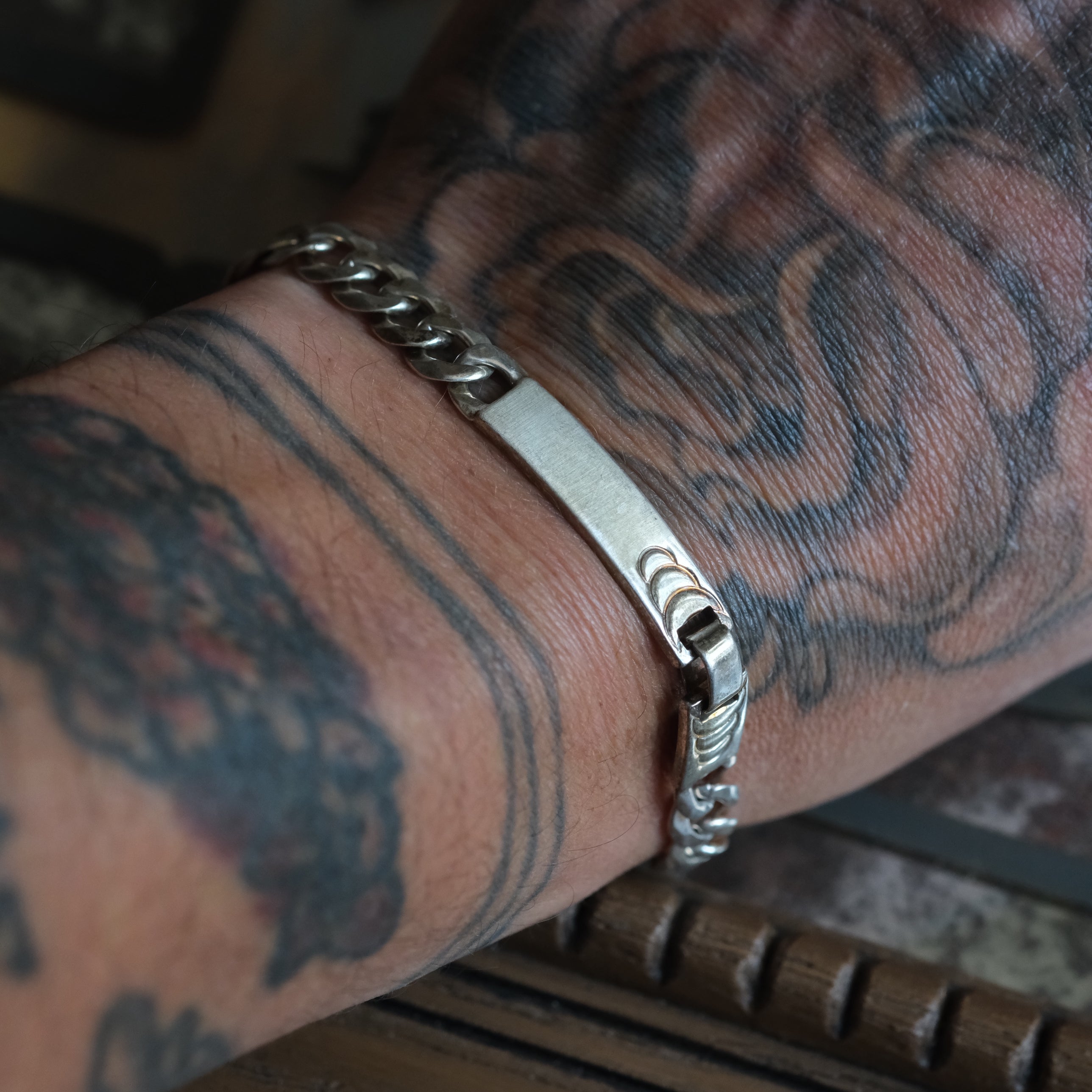 Vintage Sterling Silver ID Bracelet 8"