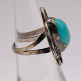 Vintage Sterling Turquoise Florette Ring 5.75
