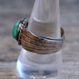 Vintage Sterling Turquoise Ribbed Band Ring 9.75