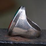 Vintage Sterling Zuni Inlay Sunface Ring 11.25