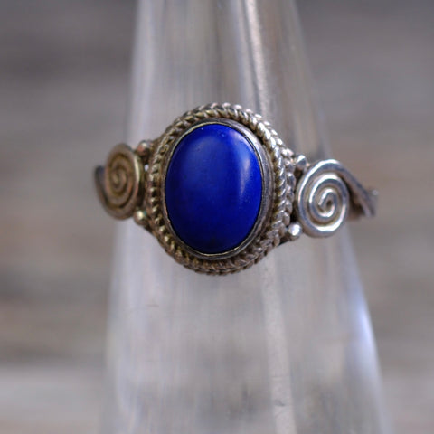 Vintage Sterling Lapis Ring 5.5