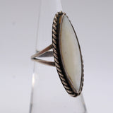 Vintage Sterling Mother Of Pearl Roper Ring 5.25