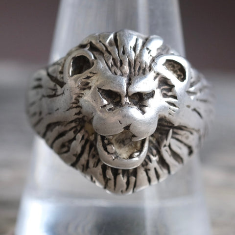 Vintage Sterling Silver Lion Ring 10.25
