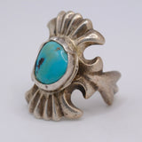 Vintage Sterling Silver Sandcast Turquoise Ring 8