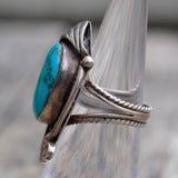Vintage Sterling Turquoise Feather Ring 5.5