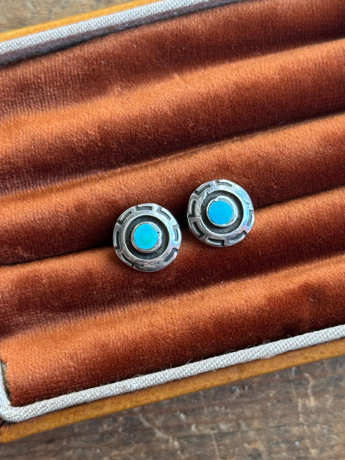 Vintage Sterling Silver Turquoise Shadowbox Earrings