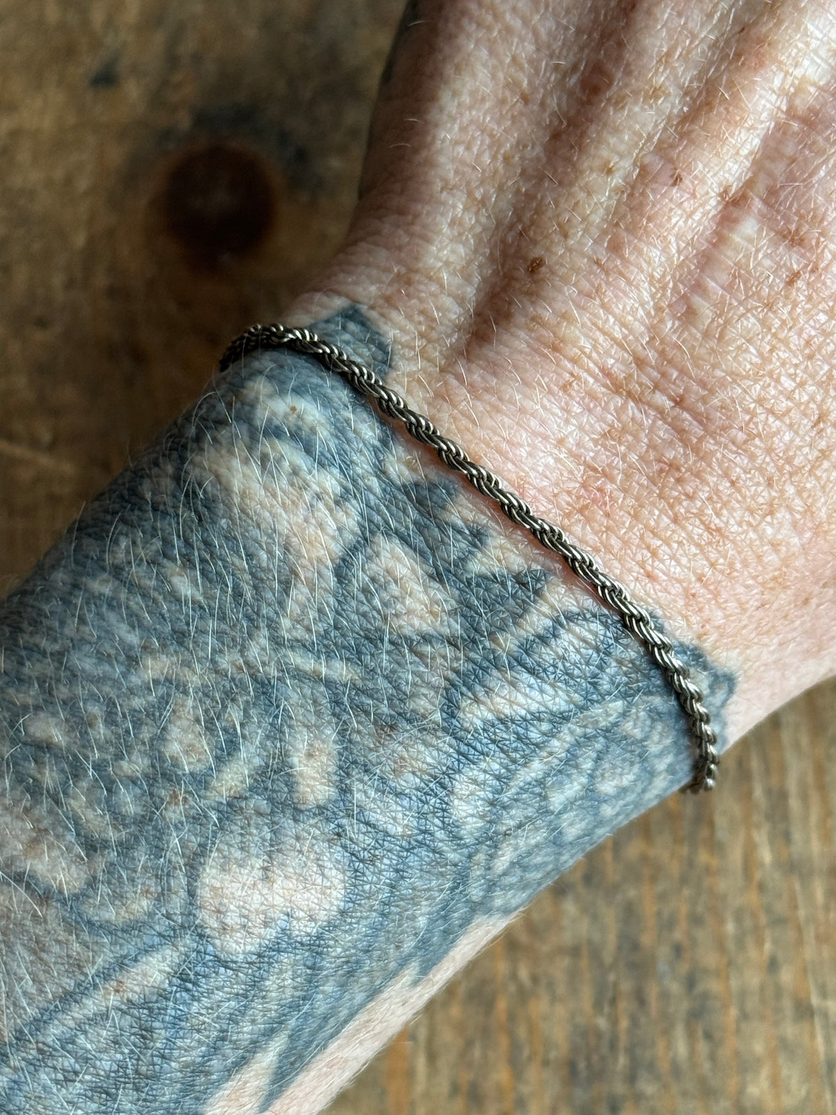 Vintage Sterling Silver Rope Chain Bracelet