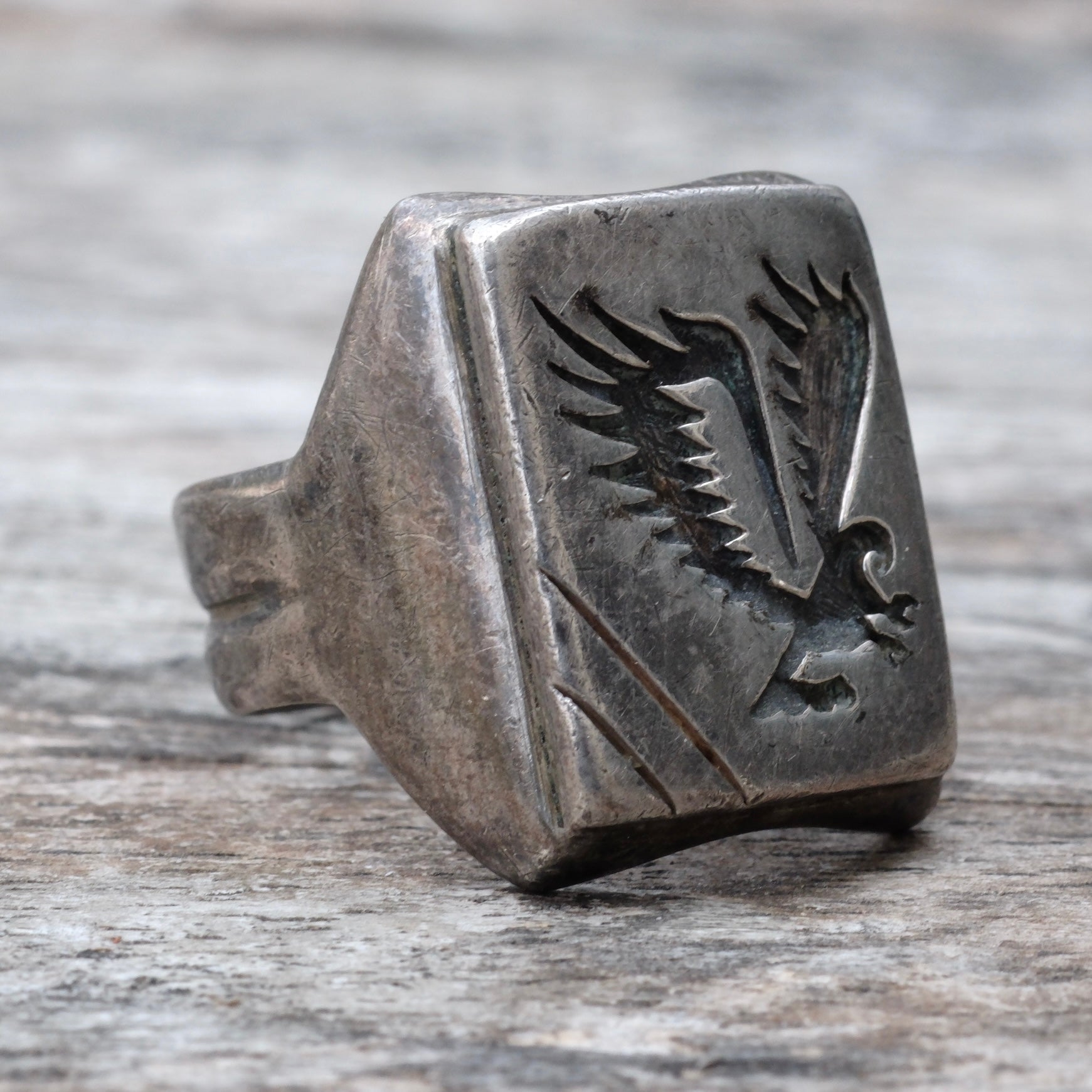 Vintage Sterling Silver Eagle Signet Ring 10