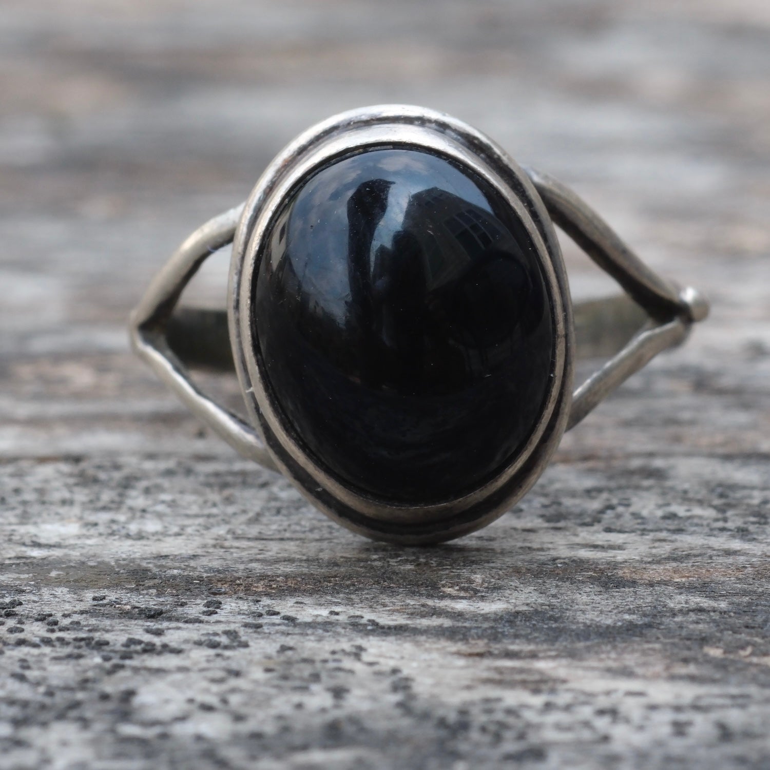 Vintage Sterling Onyx Ring 5.25